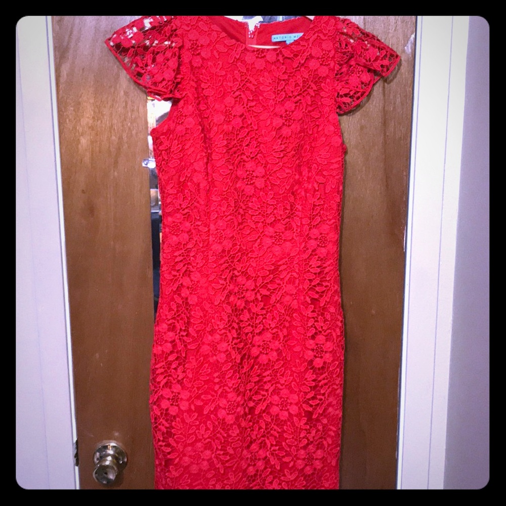 Antonio Melani red lace cocktail dress
